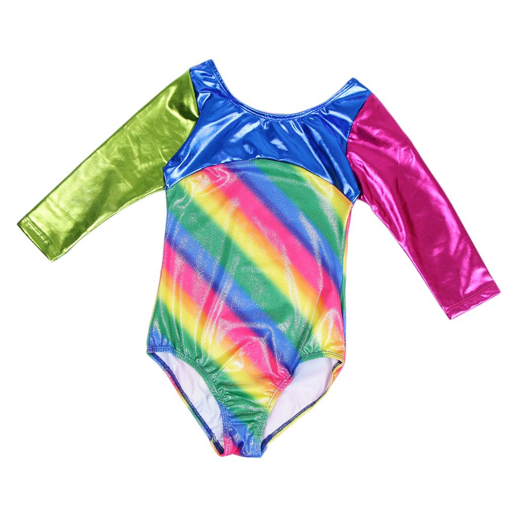 Shiny Rainbow stripes Girls Ballet Dance Gymnastics Leotards Tank  4-5 Years