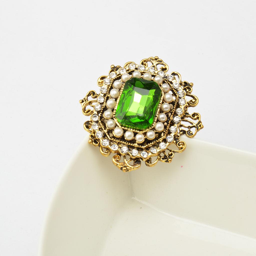 4xRetro Victorian Crystal Emerald Flower Brooch Pin Ladies Accessories Gift