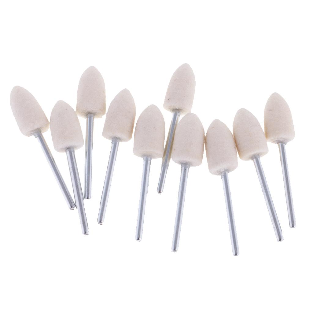 10Pcs 3mm Shank Coned Felt Head Grinding Mounted Point Polishing Tool 10mm