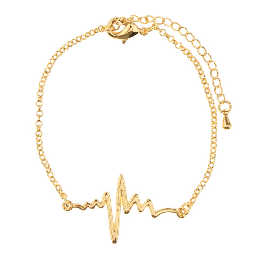 Novelty Heartbeat Bracelet Bangle Unisex Bangle Gold