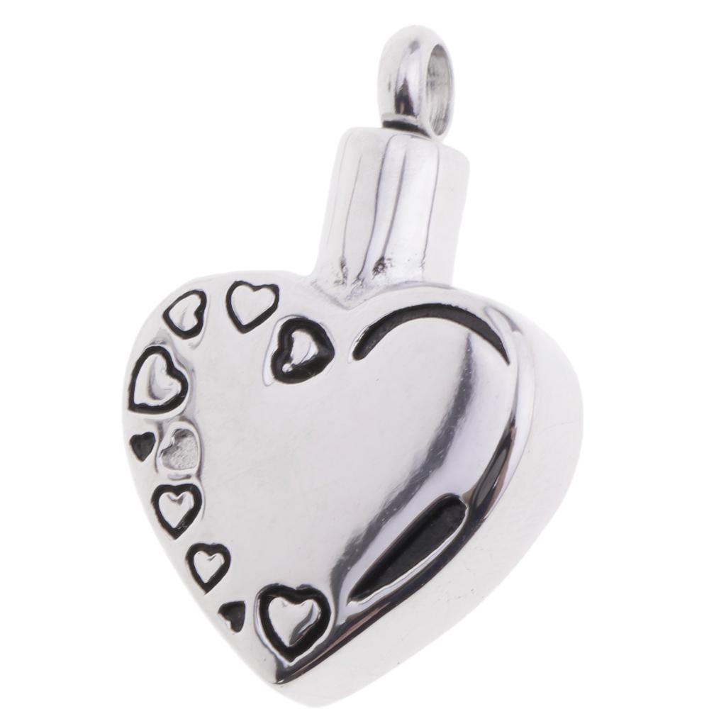 Heart Stainless Steel Pendant Dog Cat Cremation Ashes Holder Urn Silver 5