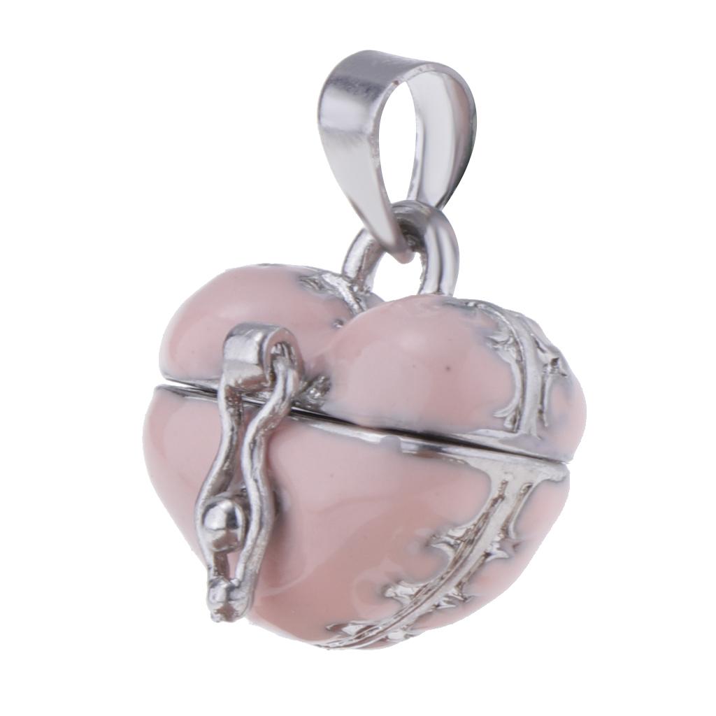 Locket Love Heart Enamel Cremation Keepsake Urn Pendant Ash Holder Pink