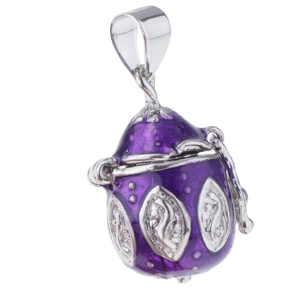 Enamel Locket Wish Box Cremation Keepsake Urn Pendant Oval Casket Purple