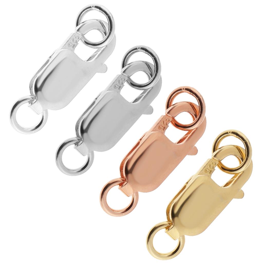 925 Sterling Silver Lobster Claw Clasps Jewelry Fastener Hook Jewelry Findings for Jewelery Making Necklaces Bracelets 10mm Gold