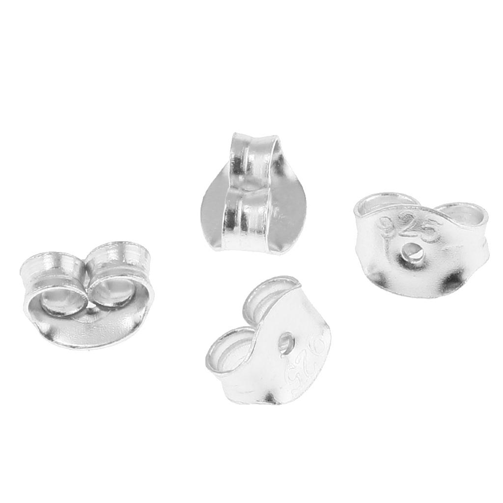 4 Pieces Pack 925 Sterling Metal Earring Backings Safety Stopper Silver