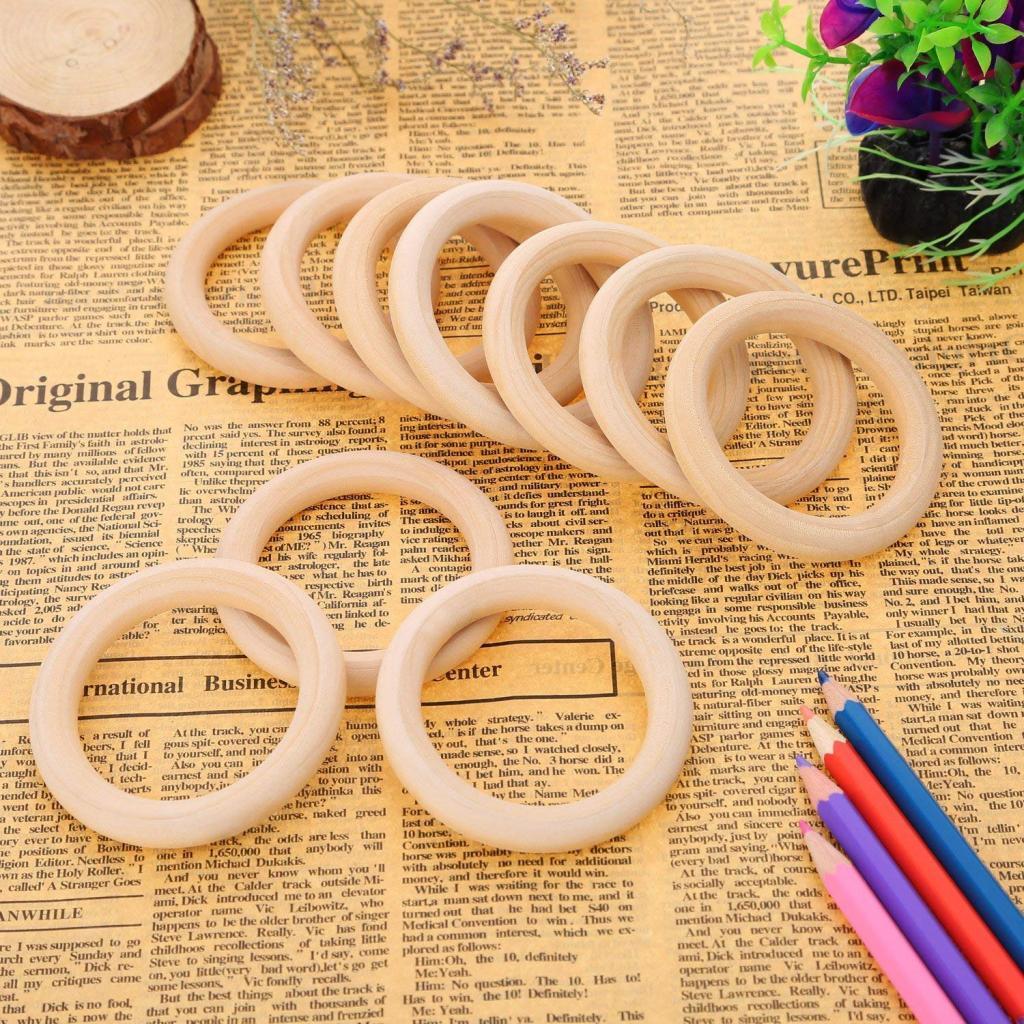 20 Stücke Holzring Natur Holzringe Schmuck DIY Schmuckherstellung - Bild 10 von 30