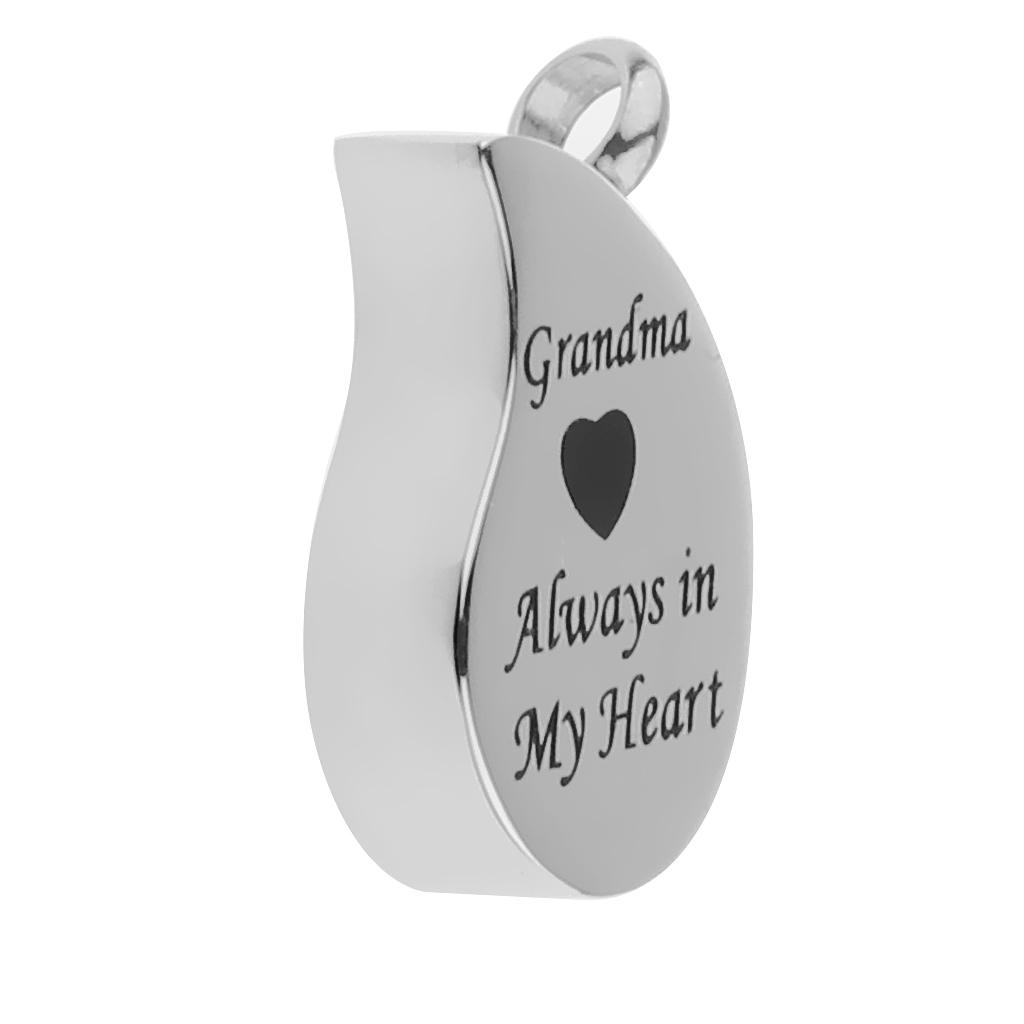 Stainless Steel Urn Necklace Pendant Cremation Ashes Keepsake Grandma