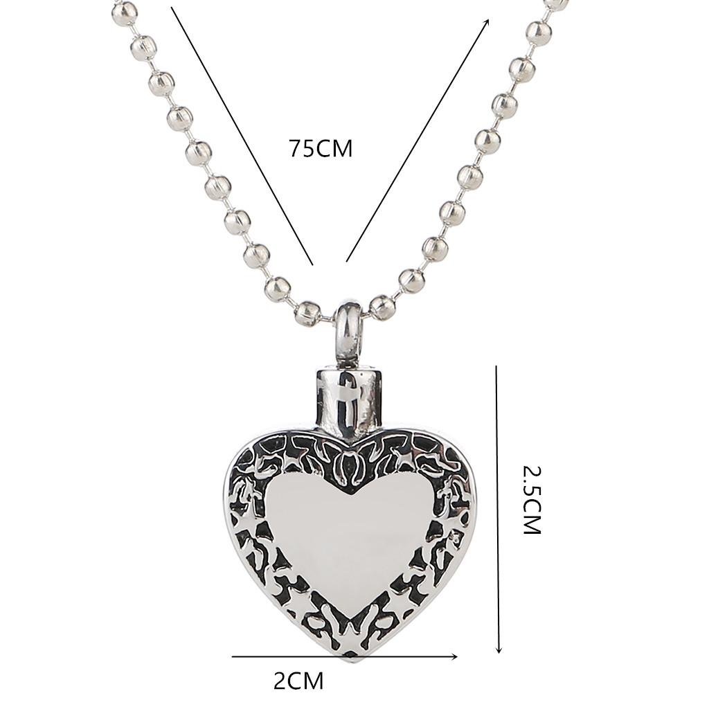 2xStainless Steel Love Heart Memorial Necklace Cremation Ashes Holder Keepsake