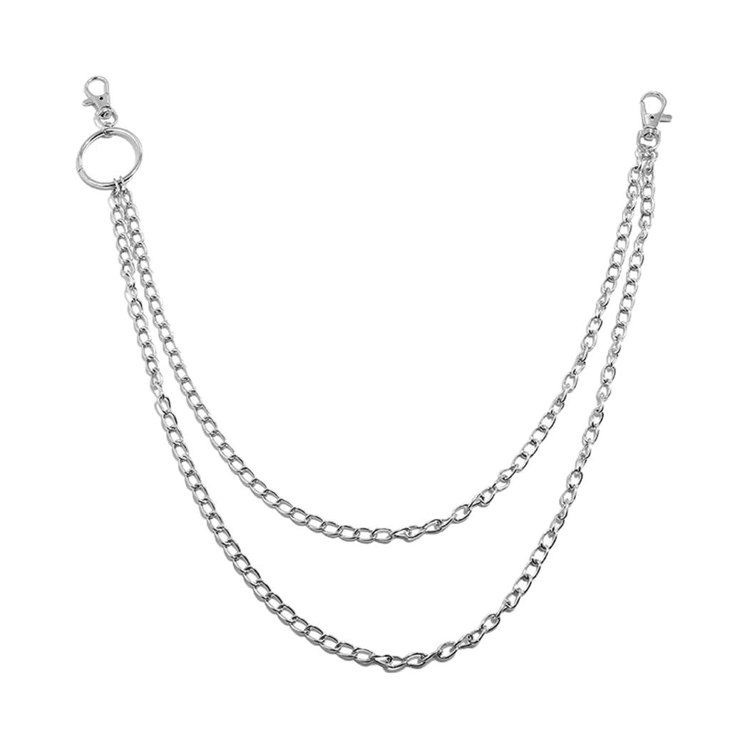 Unisex Metal Wallet Chain Jeans Biker Rocker Double Layered Necklace 2 Layer
