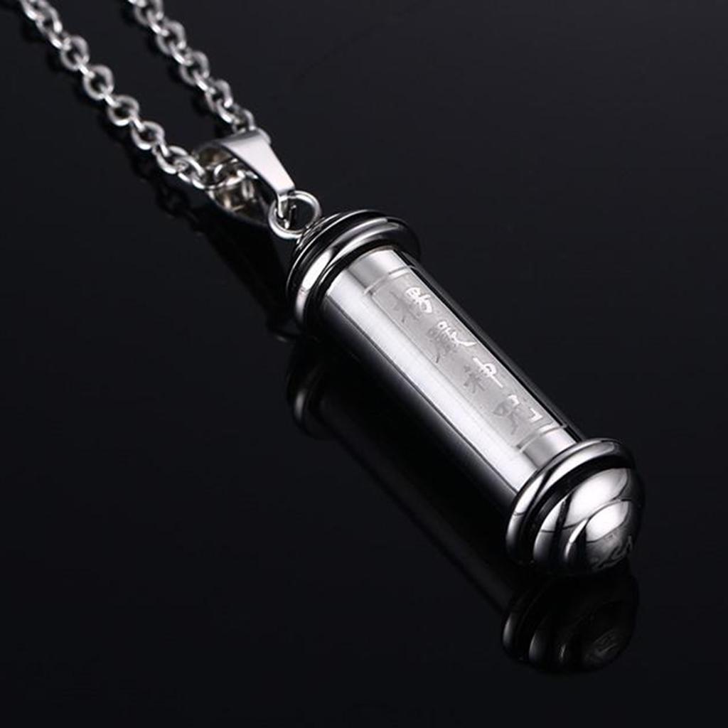 Stainless Tube Perfume Bottle Urn Vial Pendant Necklace Jewelry Silver