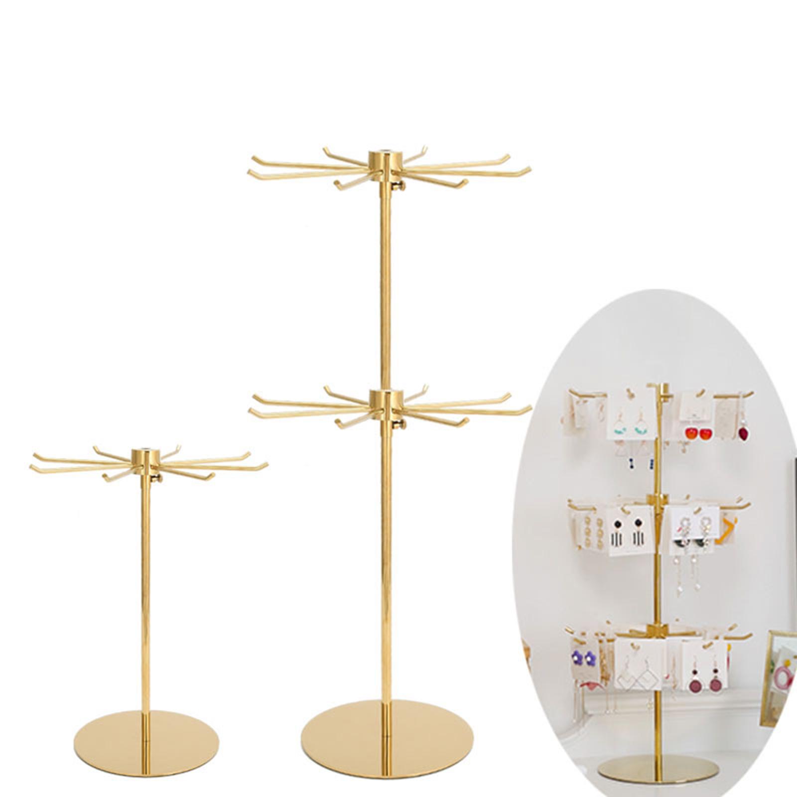 1Pc Rotating Jewelry Stand Necklace Rack Earring Display 2 Layers Rose Gold
