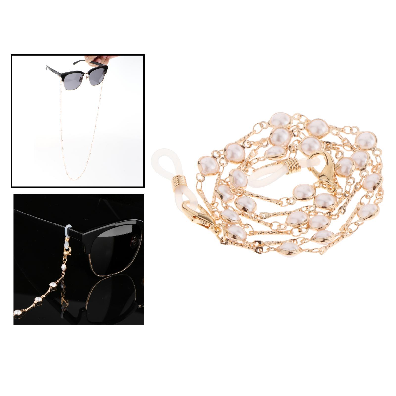 Metal Beaded Eyeglass Chains Chian Strap Holder Neck Chain White