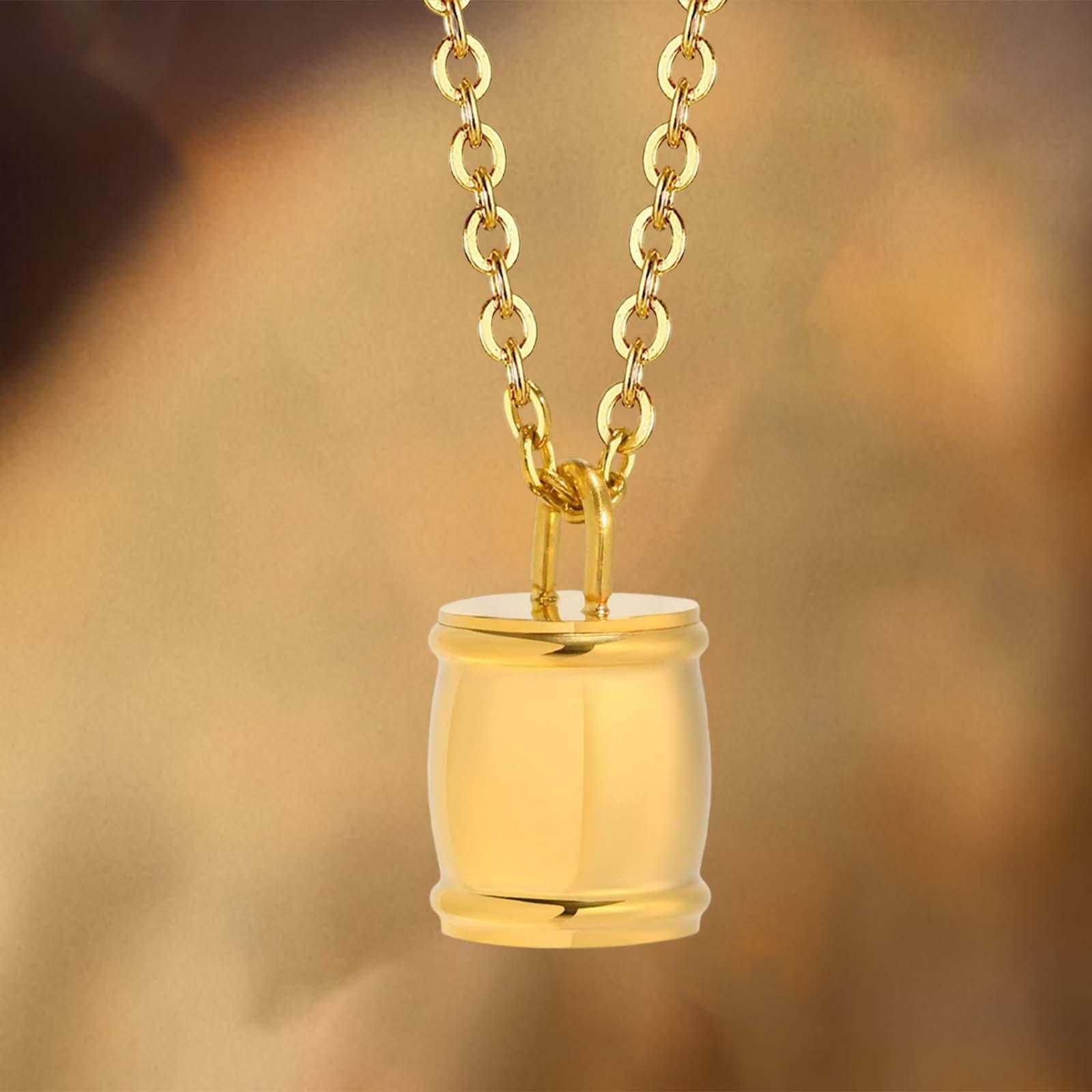 Urn Necklace Cremation Jewelry Keepsake for Pet Husband Friends Gold