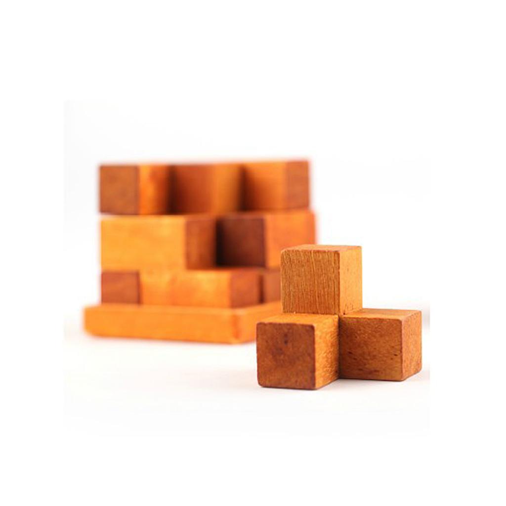 Children Wooden Ming Lock Building Blocks Brain Teaser Puzzle Toy Cube Boxed