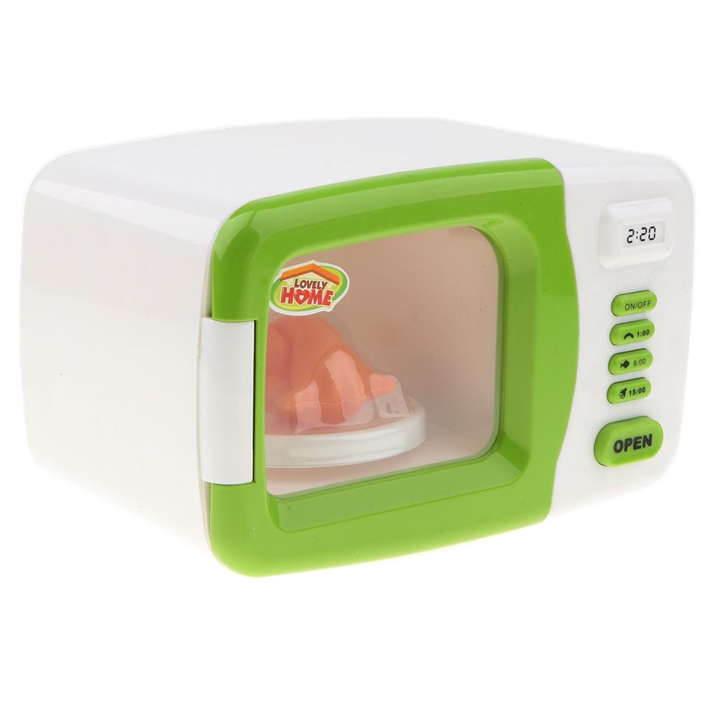 Green Simulation Plastic Home Appliance Kids Role Play Toy Microwave Oven