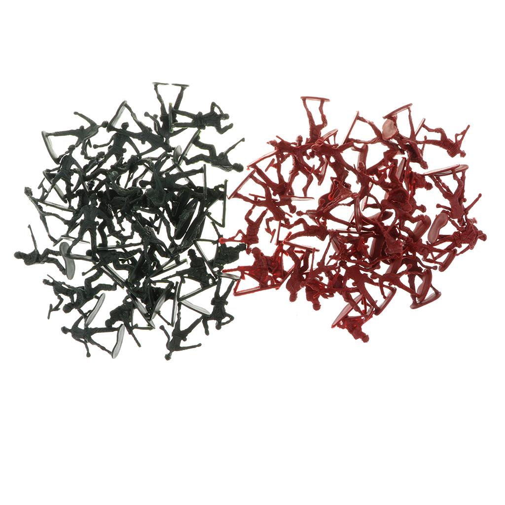 2x1 Set Miniature Army Playset 4cm War Soldier Combat Toy Landscape Kits