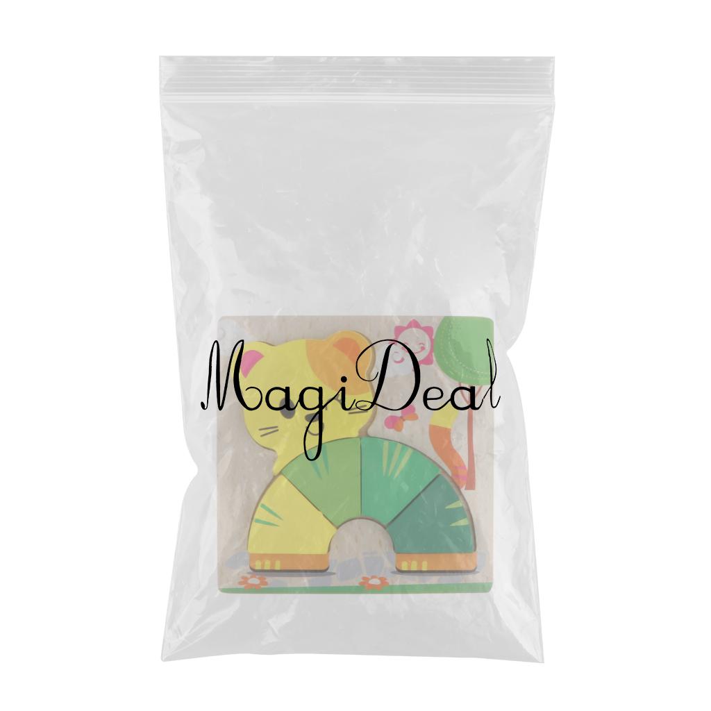 Montessori Wooden 3D Animals Jigsaw Puzzle Board Kids Toys Gift Cat