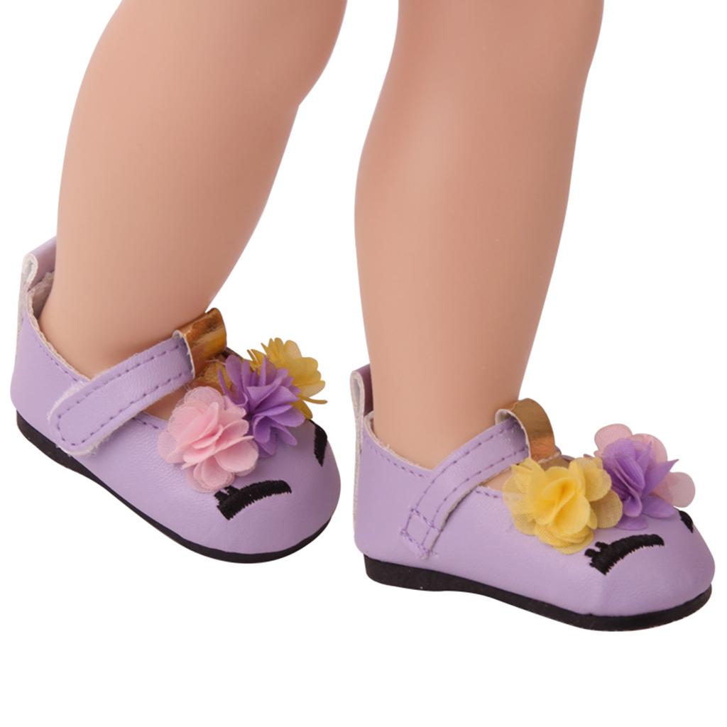 Sweet Floral Party Shoes for 18inch American Doll Clothes Decor Purple
