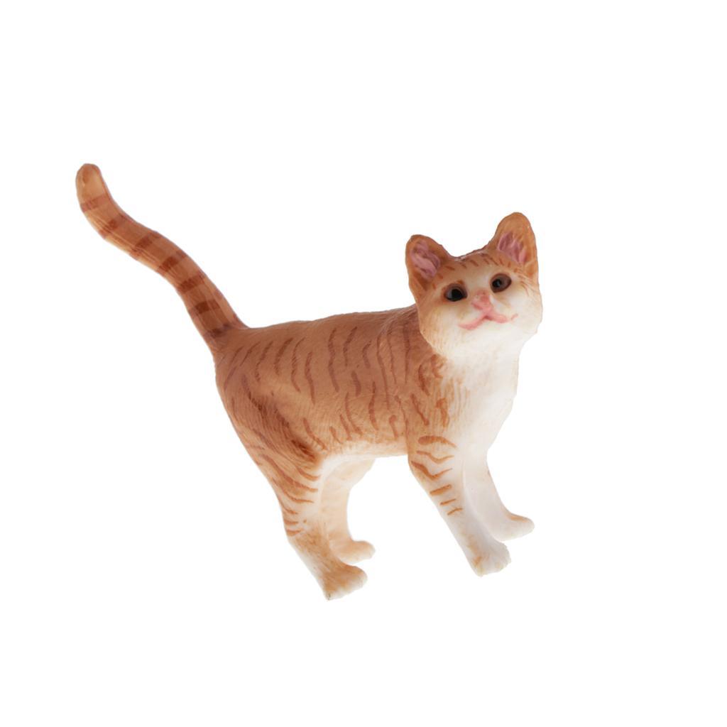 Orange) Cat Model Toy Simulation Cat Figurine Collection Playset