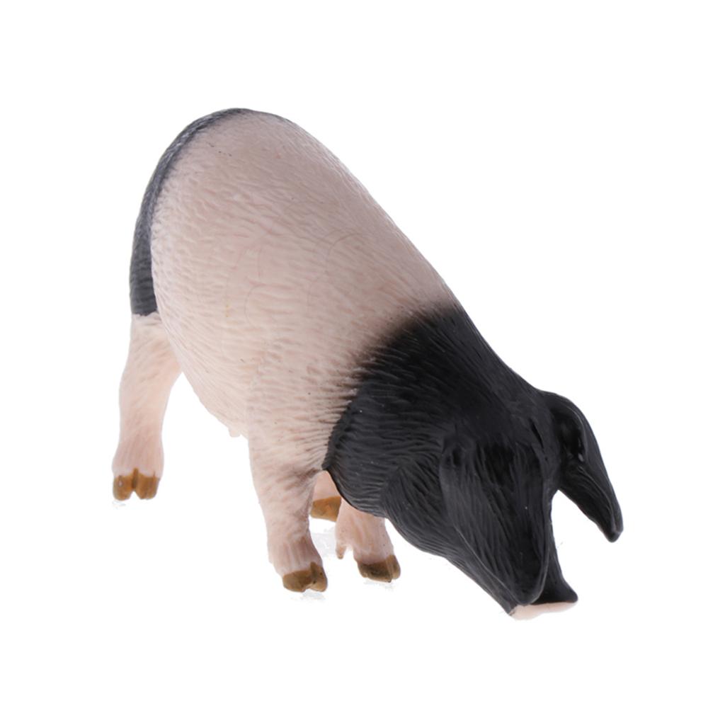 Lifelike Plastic Farm Pig Figurine Playset Toy Model for Children