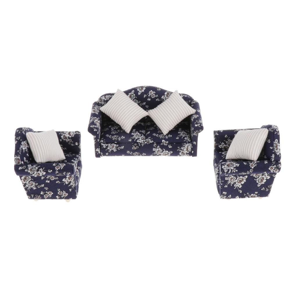 1/12 Dollhouse Miniature Single Sofa Loveseat Couch Living Room Furnitures