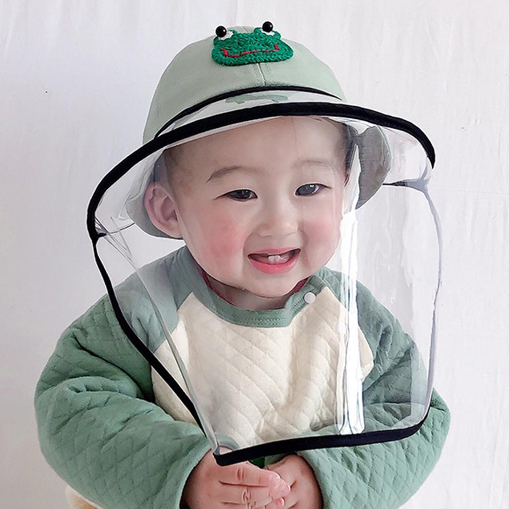 Baby Double Protection Hat with Face Cover Dustproof Anti-Spitting green-S