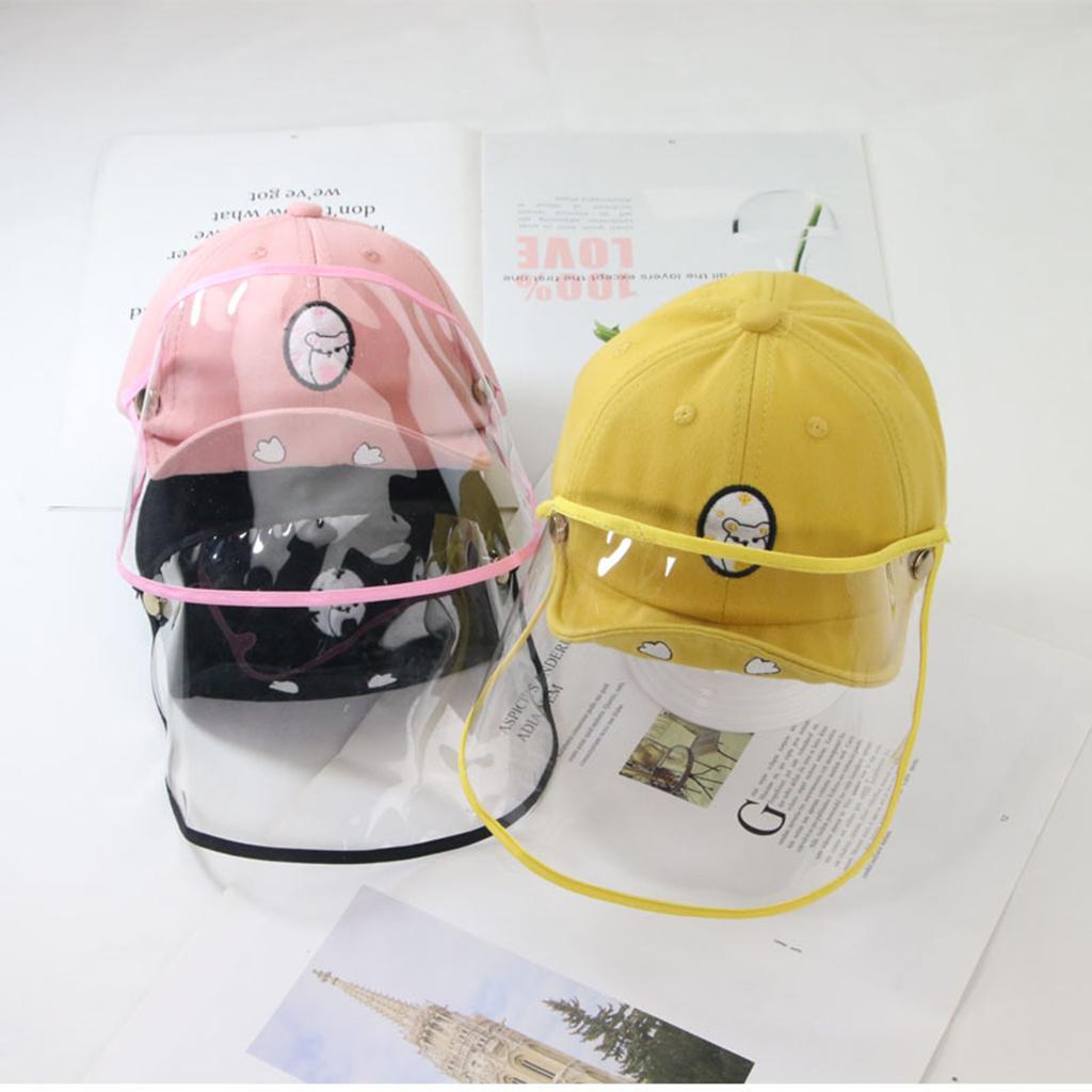 Cartoon Cute Protection Hat Cap with Face Shield for Kids Babies Pink