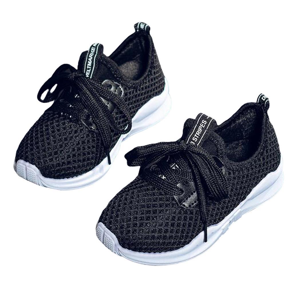 Kids Running Sneakers Summer Sport Shoes Lightweight Breathable black 33