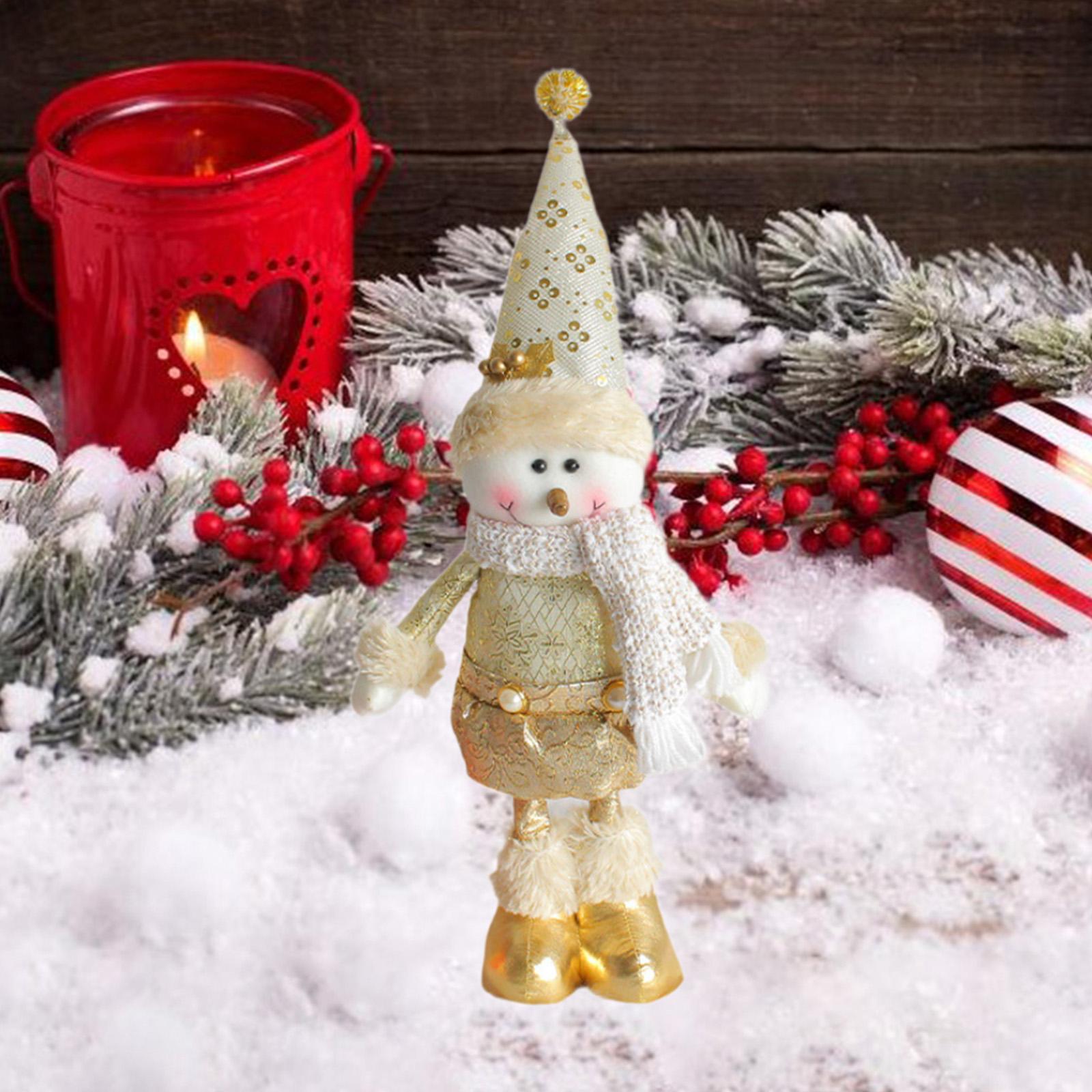 Christmas Figurine Telescopic Legs Comfortable Christmas Standing Doll Snowman