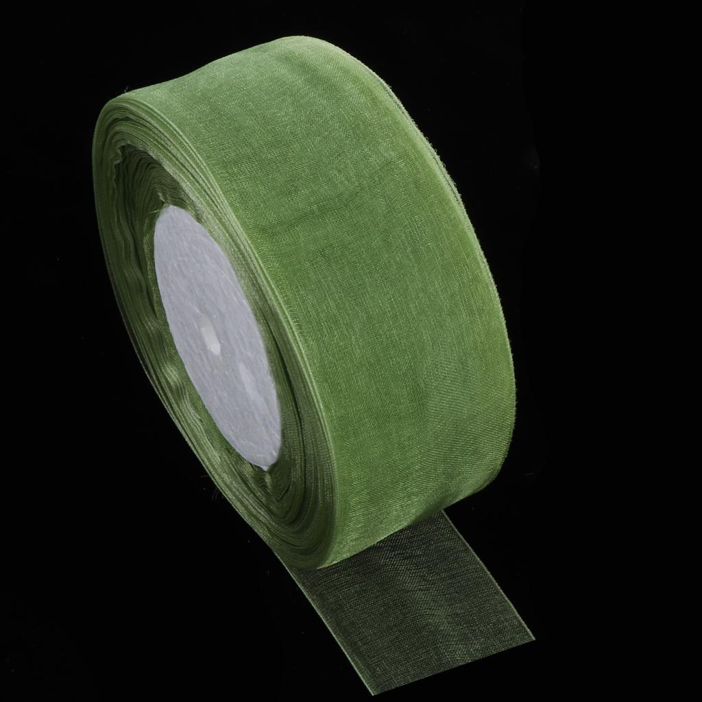 45m Sheer Solid Organza Ribbon Tulle Roll Spool Gift Wrapping Green