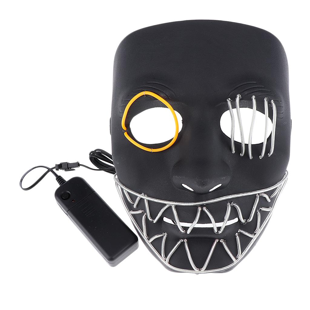 LED Glowing Ghost Halloween Mask Cosplay Prop Yellow and Transparent Blue 1