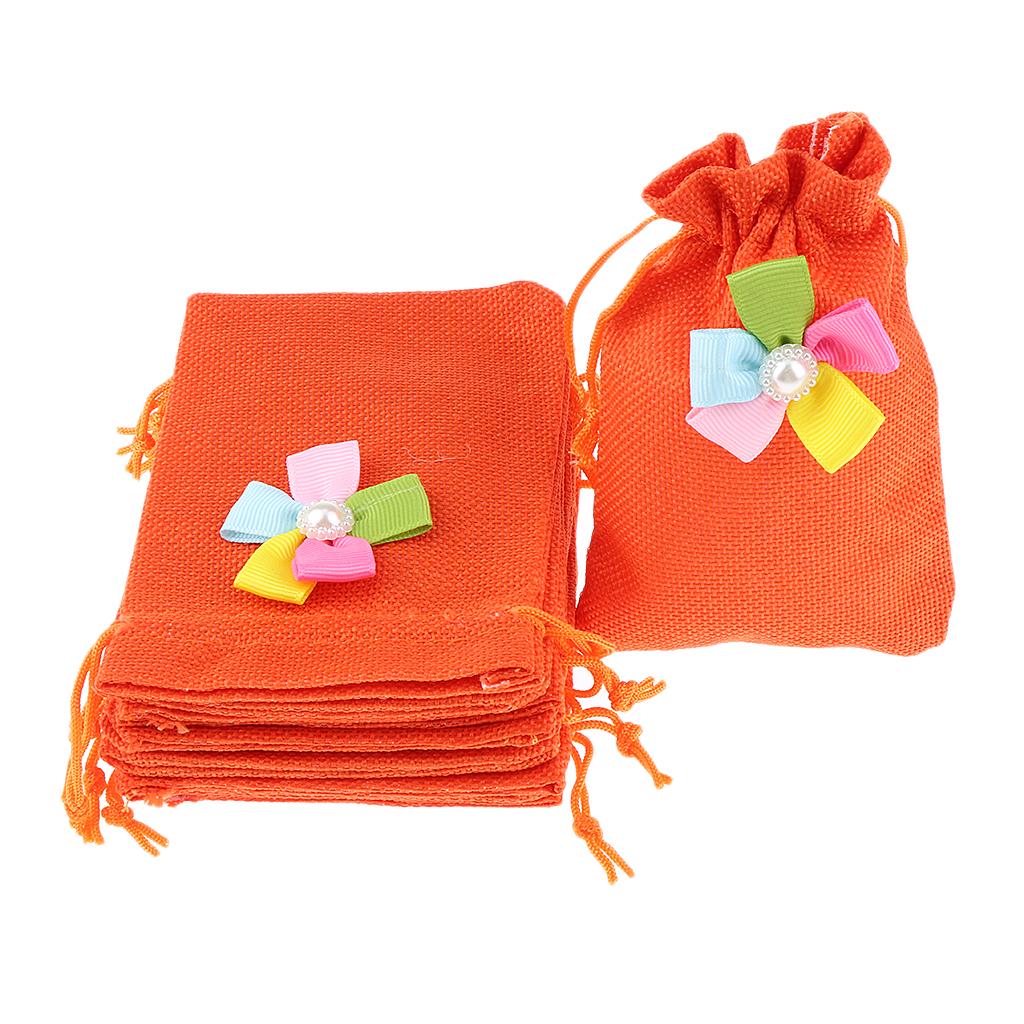 12 Drawstring Burlap Bags Tea Bags Souvenir Gift Candy Bag Orange