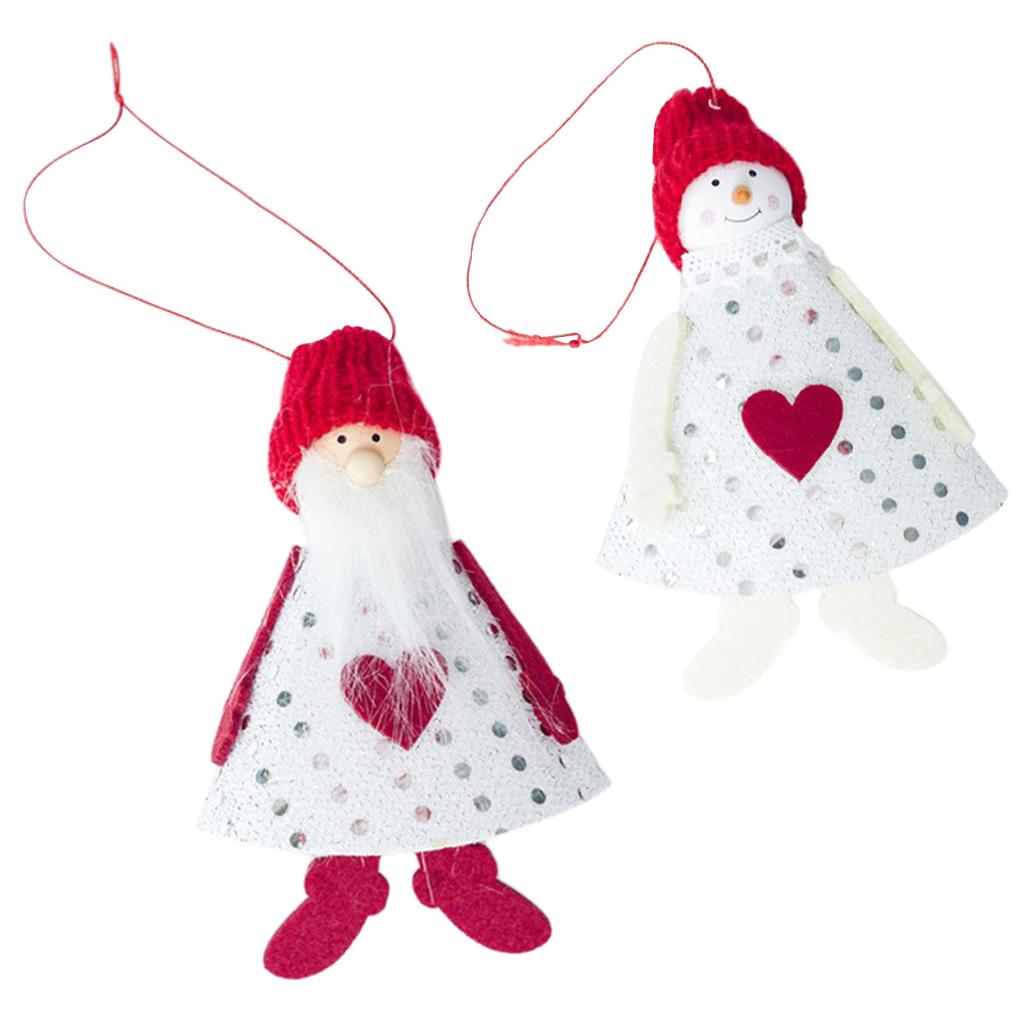 2pcs Christmas Snowman Santa Doll Xmas Tree Hanging Ornaments Gift Toys