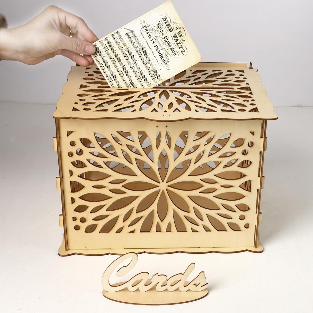 Wedding Gift Card Box Wooden Money Box With Lock Wishing ...