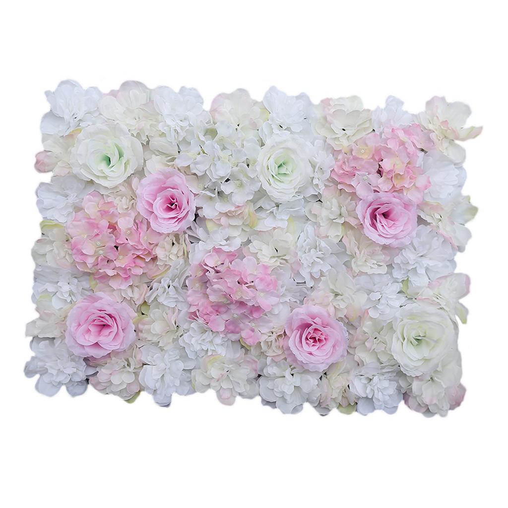 Silk Hydrangea Artificial Rose Flower Wall Wedding Background Pink and White