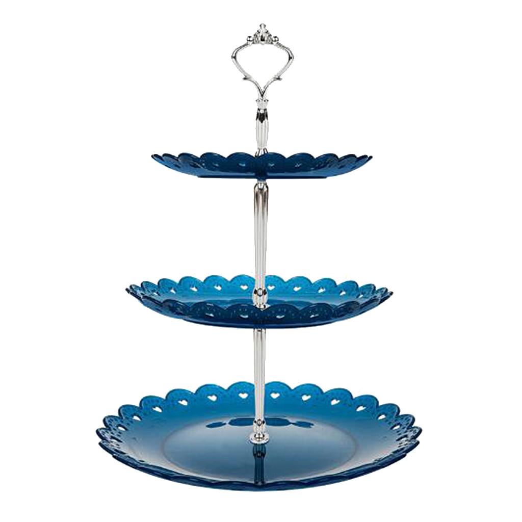 3-Tier Cupcake Stand Dessert Mini Cakes Fruit Candy Display Tower Blue