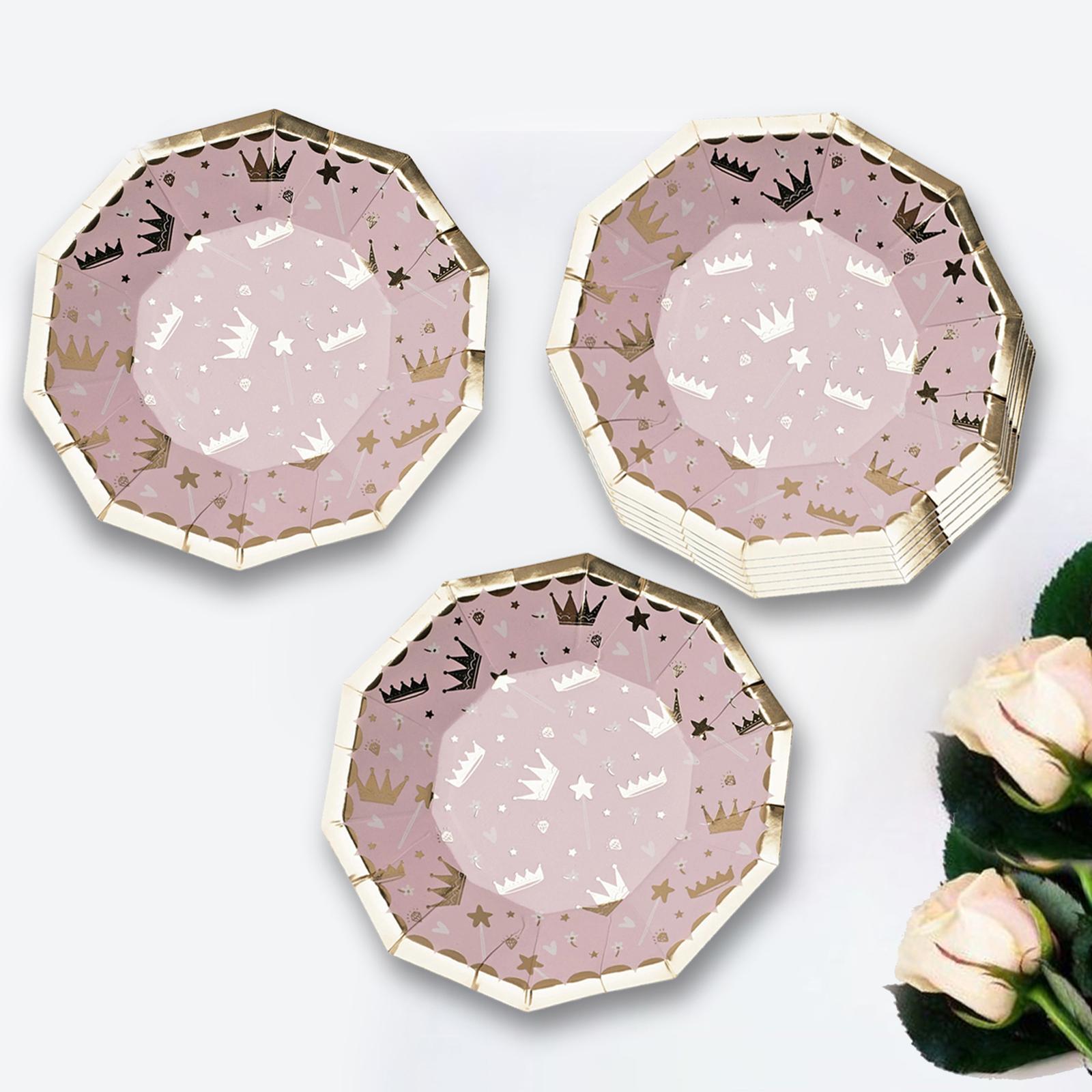 8x Disposable Dinner Plate Environmental Friendly for Girls Birthday Party