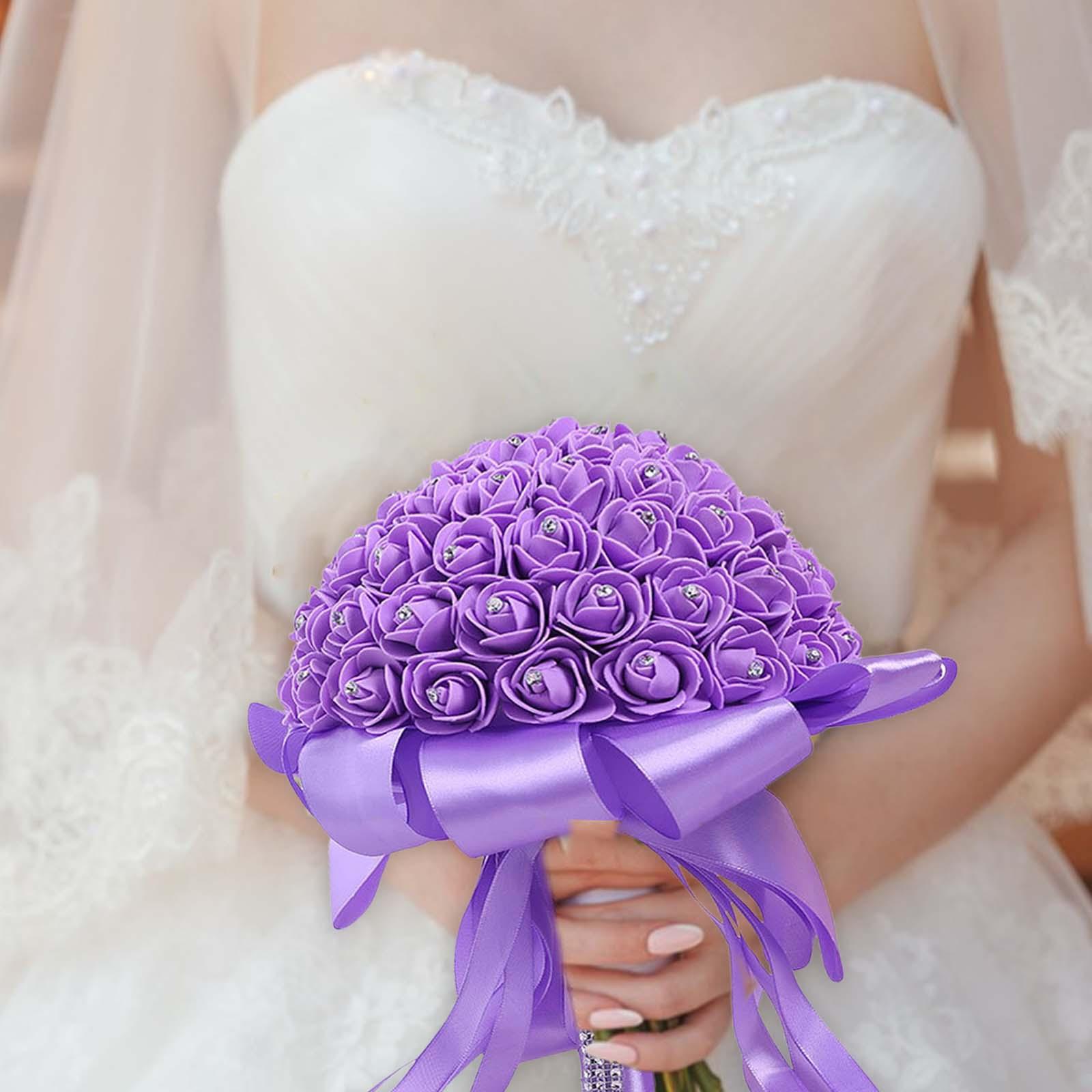 Wedding Bouquets Handmade Artificial Flowers for Holiday Wedding Anniversary violet