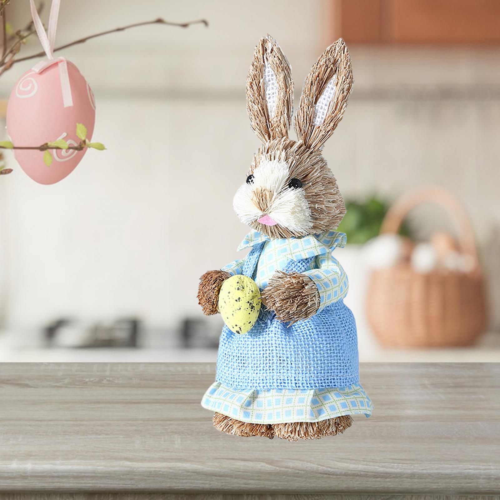 Straw Bunny Statue Home Easter Theme Party Supplies Easter Rabbit Ornaments