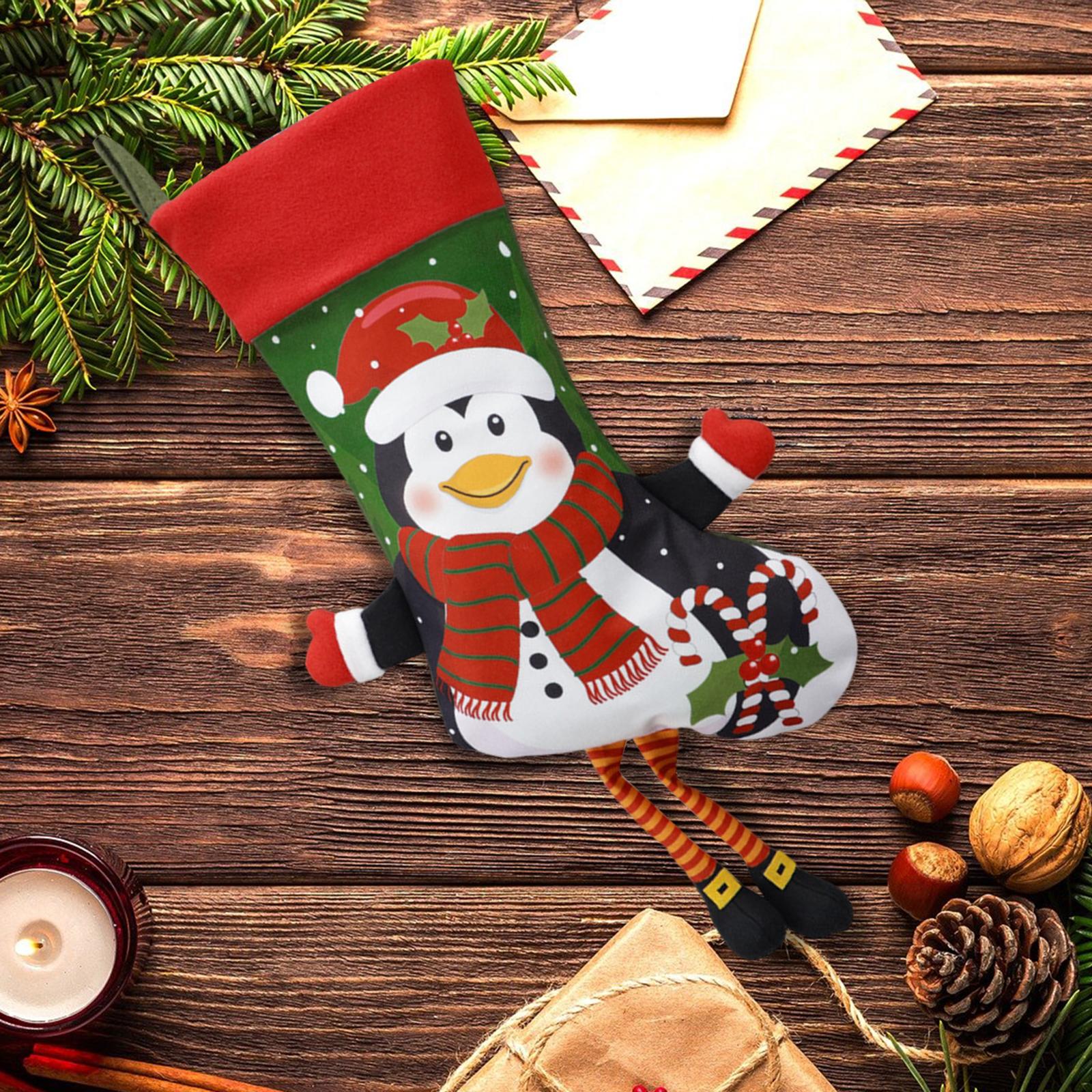 Christmas Stocking Xmas Hanging Stocking for Party Supplies Season Fireplace Penguin