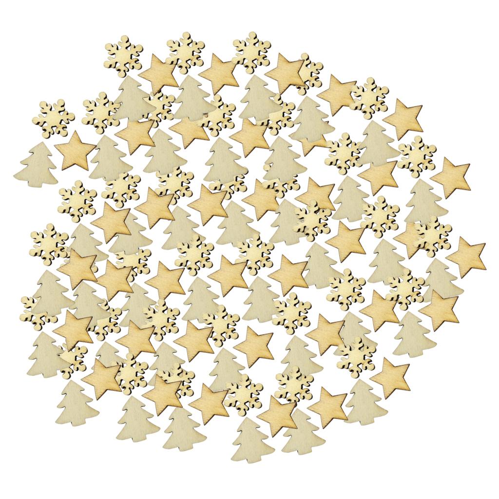 Wood Star Snowflake Embellishments