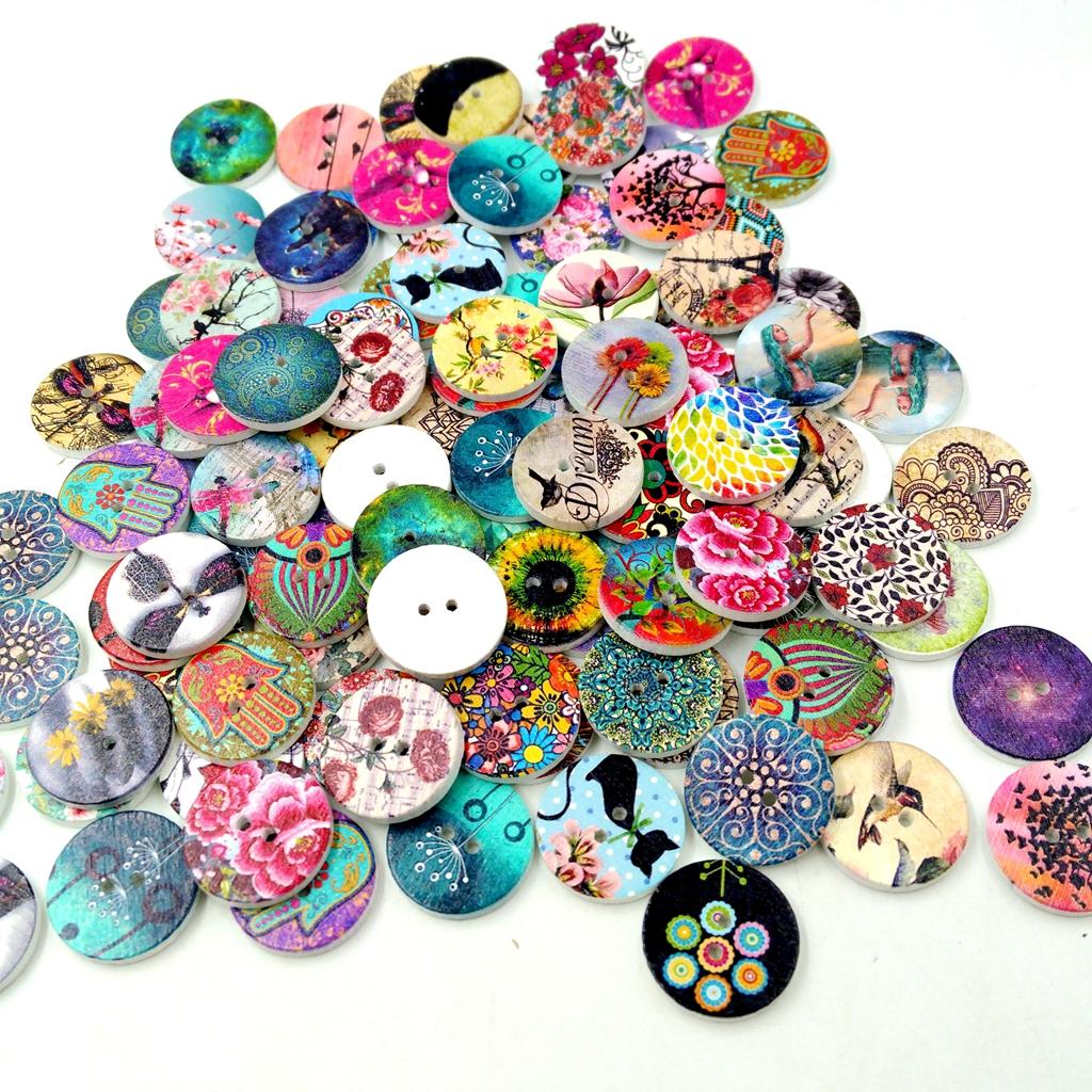 50/100Pcs Christmas Vintage Wooden Buttons For Cardmaking ...