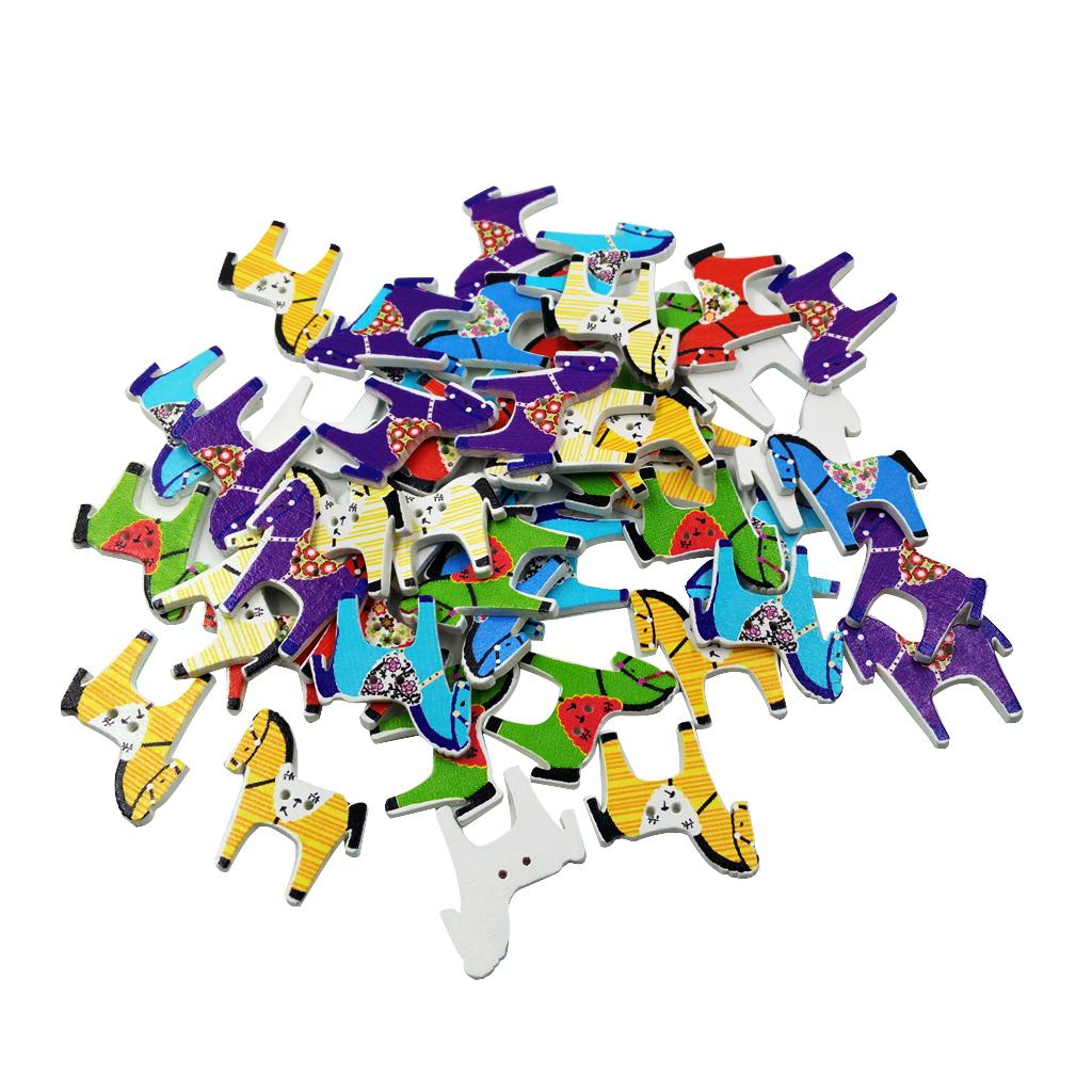 Horse Shaped Wood Sewing Buttons