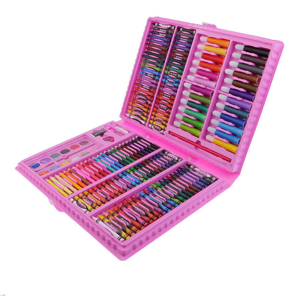 168 Pieces Professional Art Set Art Supplies for Drawing, Painting, Coloring in a Plastic Case,  Wax Crayons, Oil Pastels, Colored Pencils, Water color marker, Painting Brush, Watercolour pans