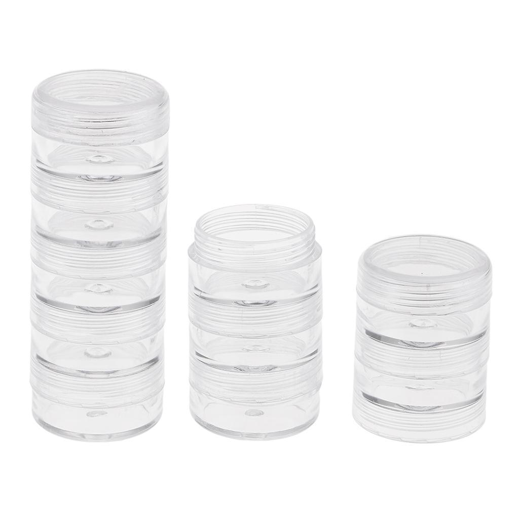 5 Stackable Plastic Clear Screw Top Storage Container Craft Jewelry ...