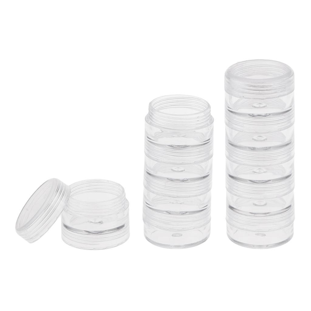 2x 5 Stacking Bead Containers Clear Screw Top Make Up Storage Organizer Box