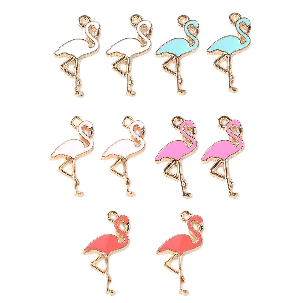 Craft Pendant 20x Enamel Flamingo Charms Beads for Jewelry Making Earring 