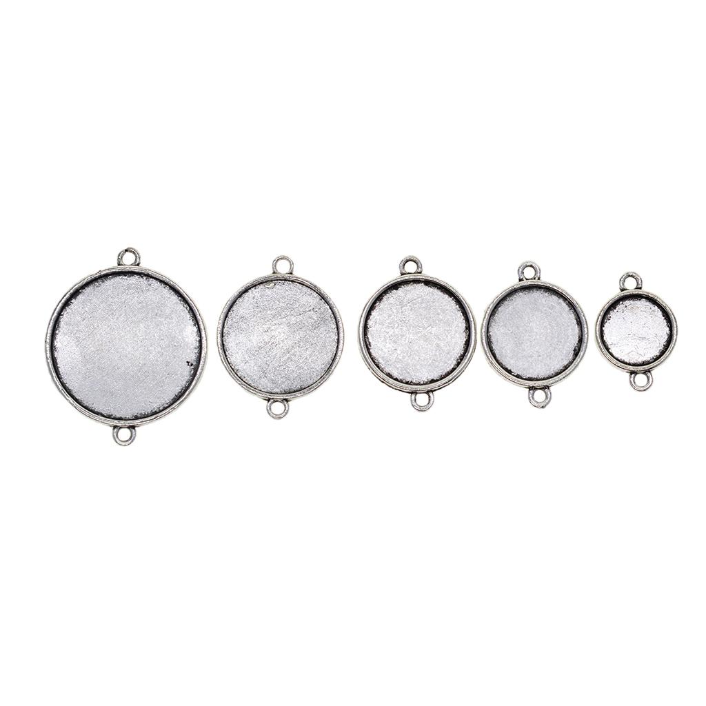 50Pieces Tibetan Silver Round Pendant Blank Cabochon Base Setting Trays 12mm