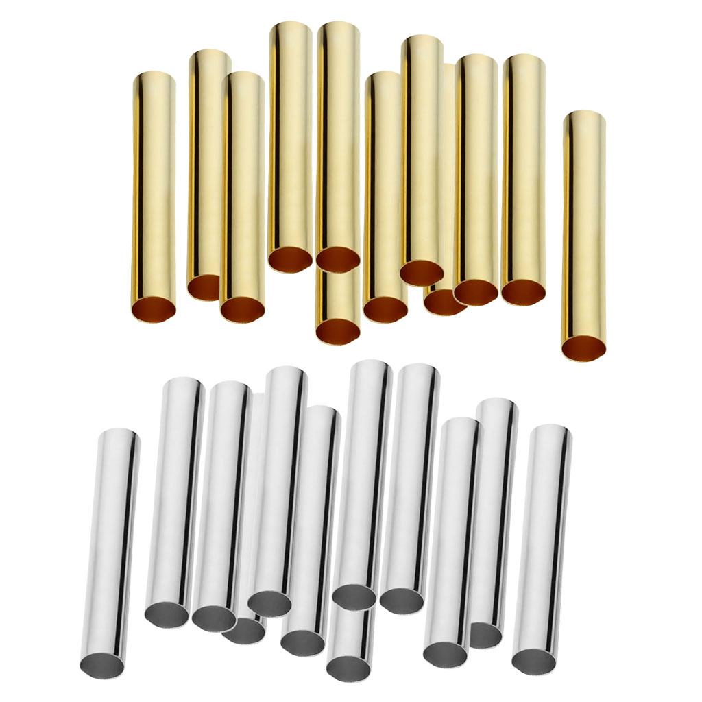 100Pcs Copper Straight Smooth Long Tube Beads 30mm, 4mm Golden