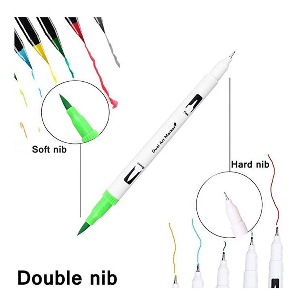 Pack of 60 colors Dual Tip Multi Colored Fine Liner Sketch Drawing Pens Journal DIY Art Supply